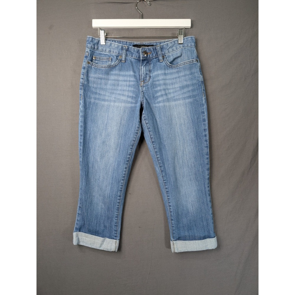 Calvin Klein Jeans Womens 26/2 Blue Denim Cuffed Crop Capri Pants